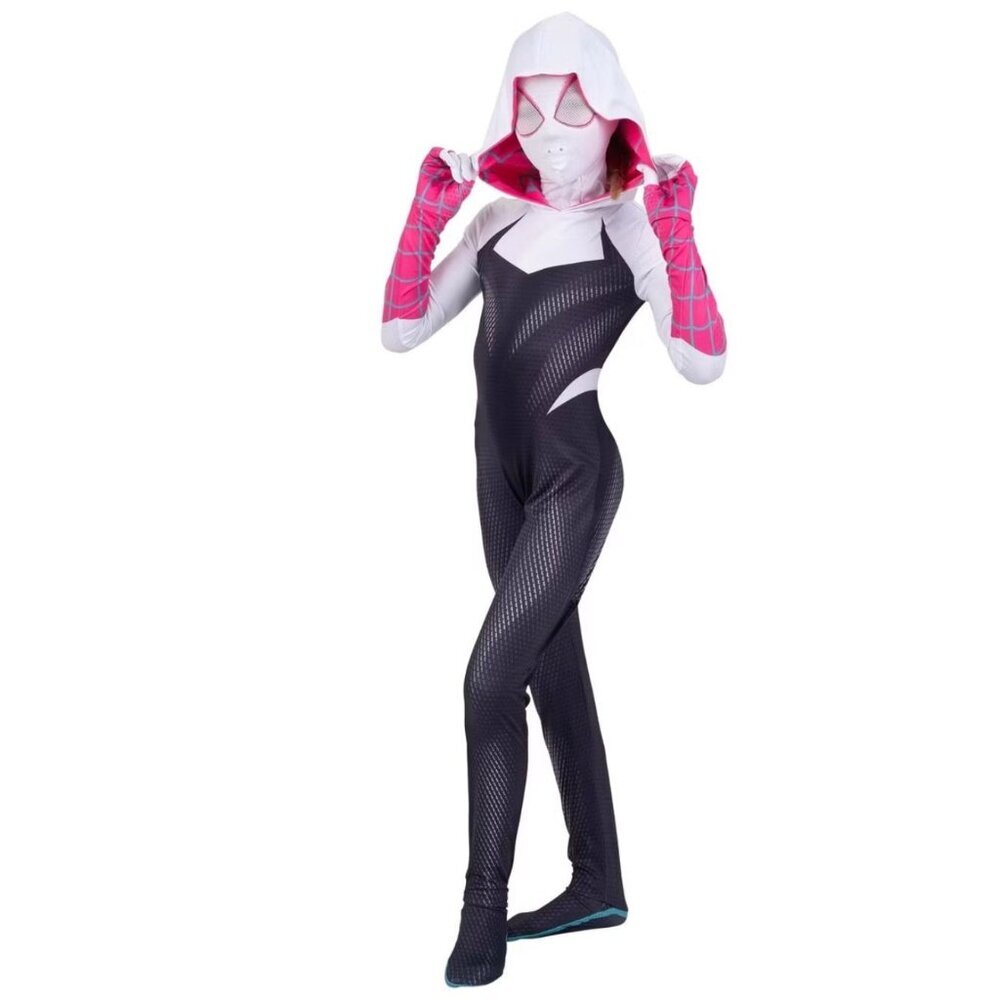 Jazwares Marvel Kids' Spider Gwen Zentai Halloween Costume Jumpsuit Black M 7-8